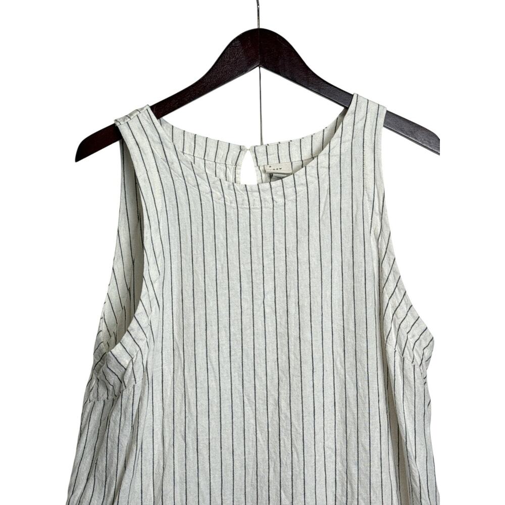 A New Day Linen Blend Striped Sleeveless Shift Dress XL Cream Black - Picture 3 of 7